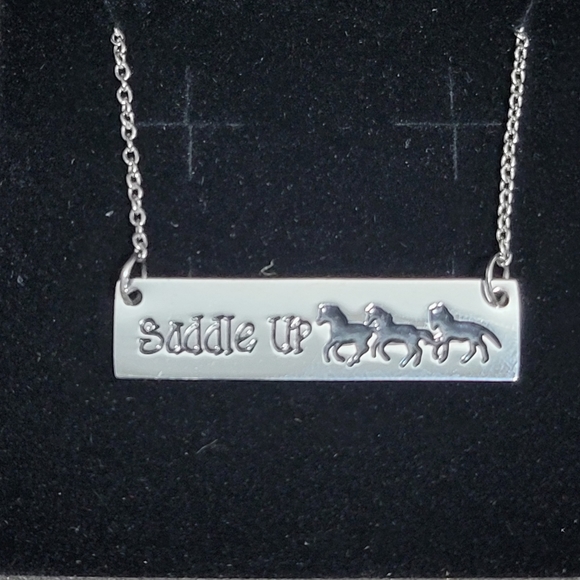 Silver Colored 'Saddle Up" Horse Necklace - Picture 4 of 5